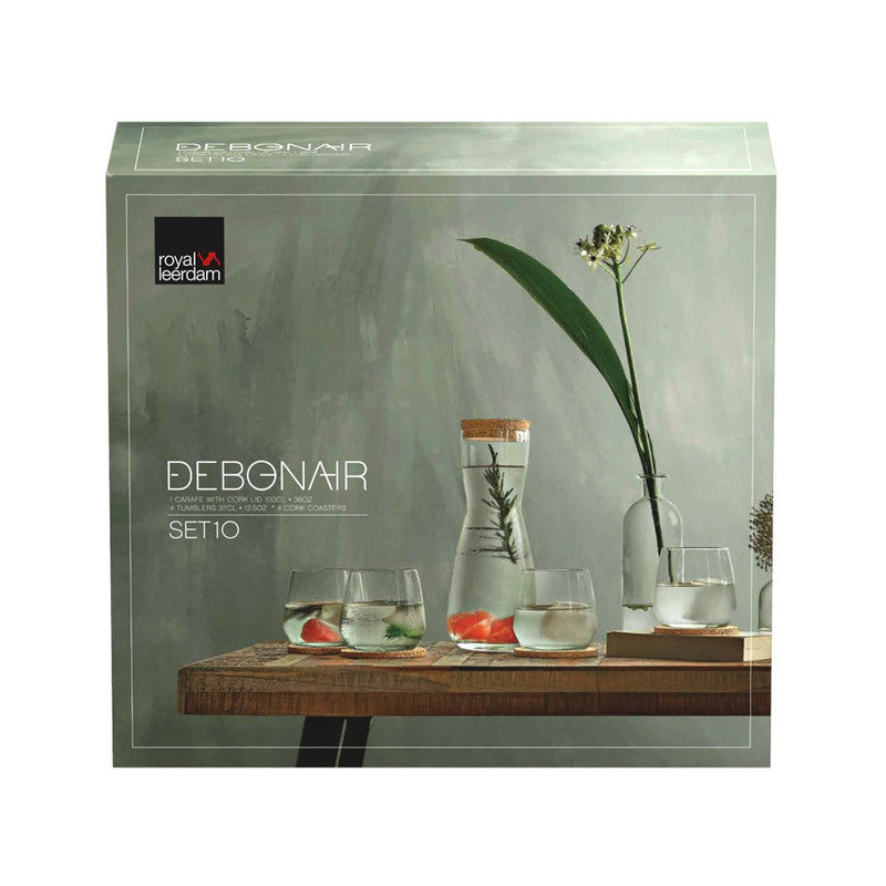Set DEBONAIR (DECANTER + 4 TUMBLERS + 4 COASTERS + 1 LID)