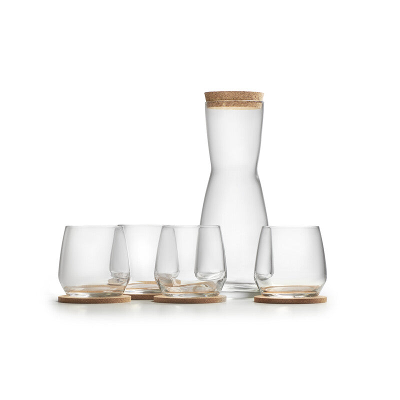 Set DEBONAIR (DECANTER + 4 TUMBLERS + 4 COASTERS + 1 LID)