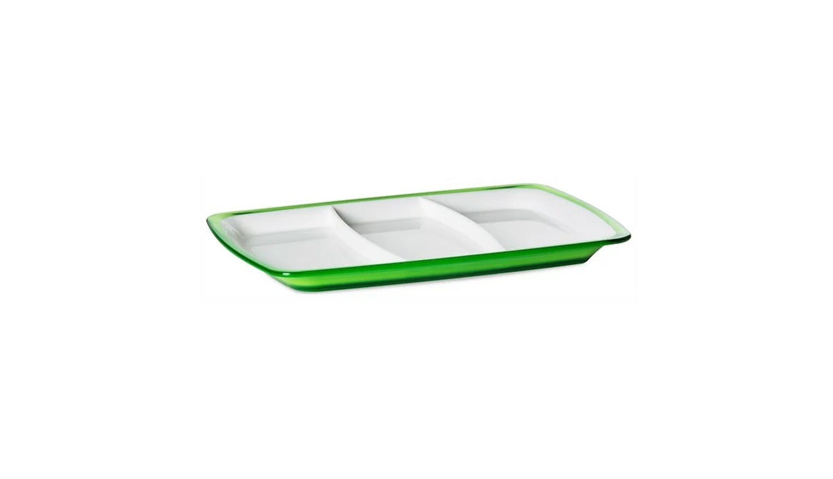 SQUARE Hors D'Oeuvres Tray 3 sections 28x20.5cm - Green