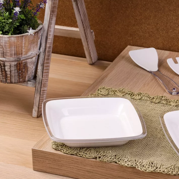 SQUARE Deep Plate 20cm - White - 3pcs