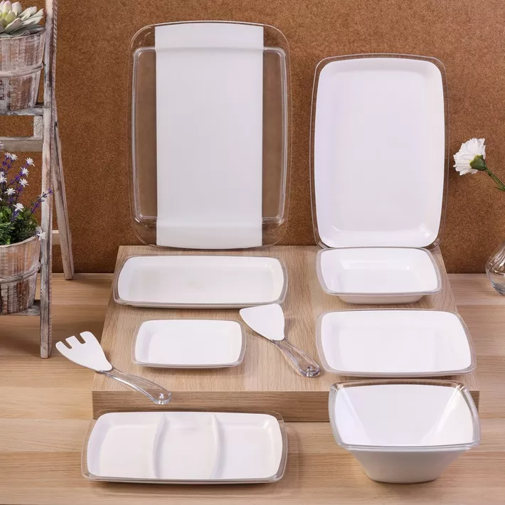 SQUARE Flat Plate 23cm - White - 3pcs