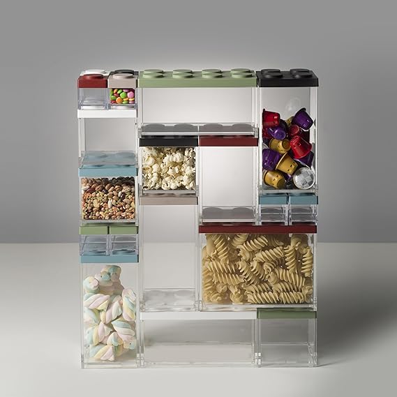 Brickstore set 7 Canister - 4x0,1lt.-1x0,5lt.-1x1lt.-1x1,5lt. Capacity - White