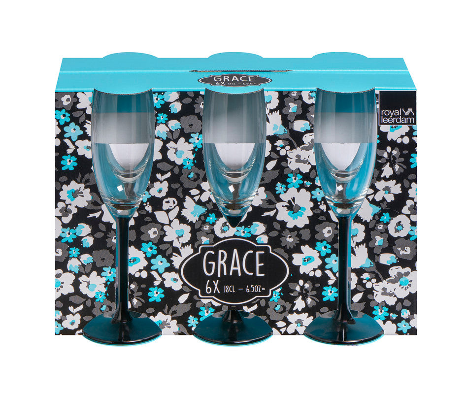 GRACE BLACK flute 18cl - 6pcs