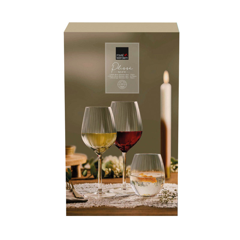 PLISSÉ Set 12pcs ( 4 Glass + 4 Glass + 4 Tumblers )