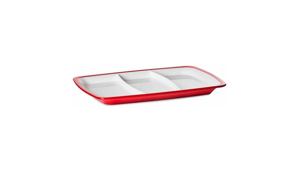 SQUARE Hors D'Oeuvres Tray 3 sections 28x20.5cm - Red