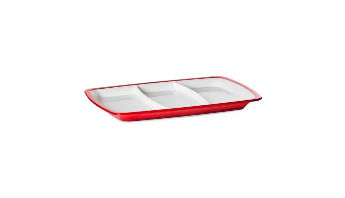 SQUARE Hors D'Oeuvres Tray 3 sections 28x20.5cm - Red