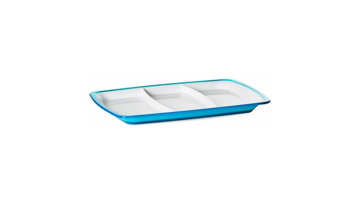 SQUARE Hors D'Oeuvres Tray 3 sections 28x20.5cm - Turquoise