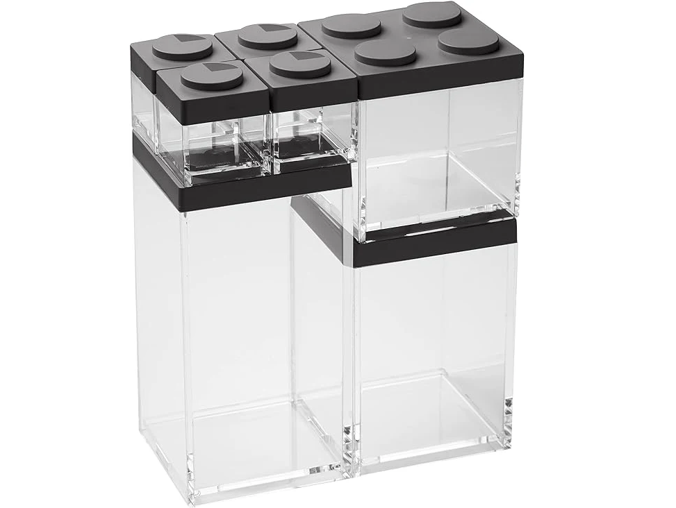 Brickstore set 7 Canister - 4x0,1lt.-1x0,5lt.-1x1lt.-1x1,5lt. Capacity - Black