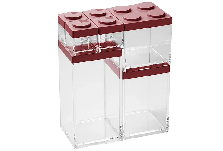 Brickstore set 7 Canister - 4x0,1lt.-1x0,5lt.-1x1lt.-1x1,5lt. Capacity - Red