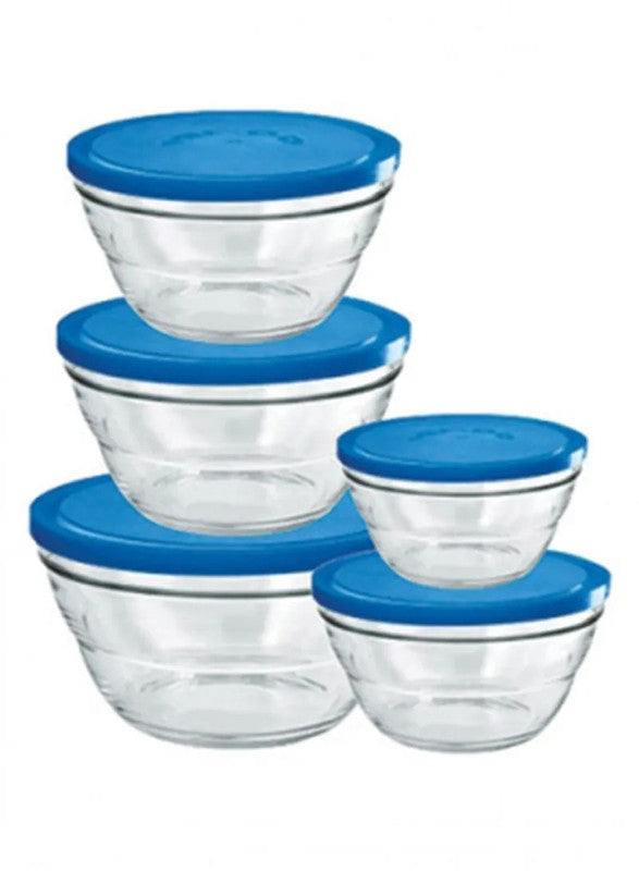 SET 5 LAMBADA BOWLS W/ BULE LID