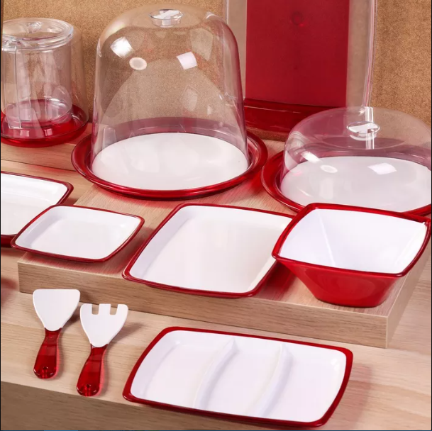 SQUARE Desert Plate 17cm - Red - 3pcs