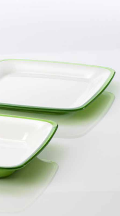 SQUARE Deep Plate 20cm - Green - 3pcs