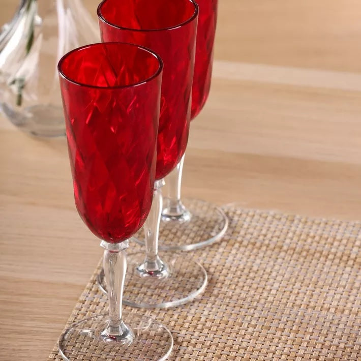 DIAMOND Flute 17.5cl - Red - 4pcs